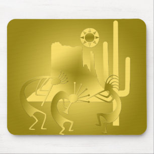 Southwest Kokopelli in Gold Mouse Pad