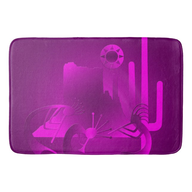 Southwest Kokopelli in Purple Bath Mat (Front)