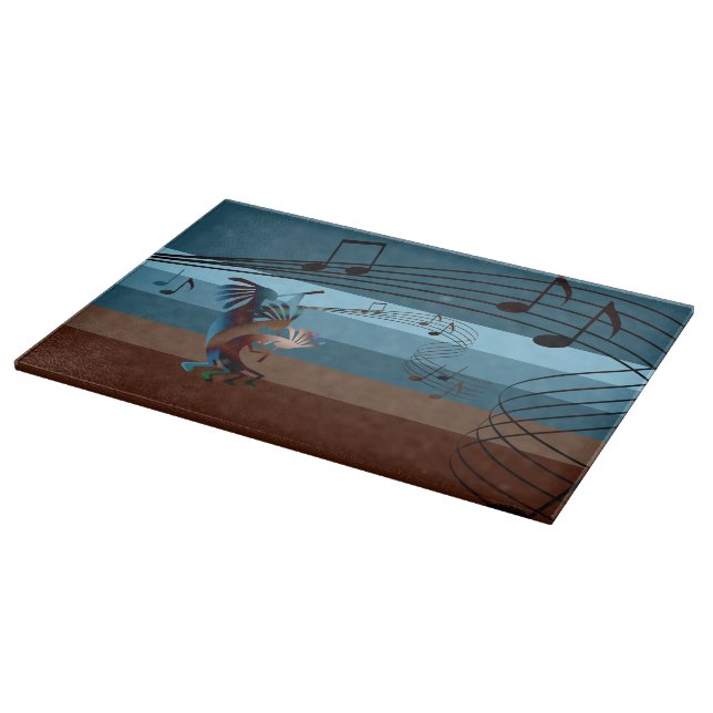 Southwest Kokopelli Music Glass Cutting Board (Corner)