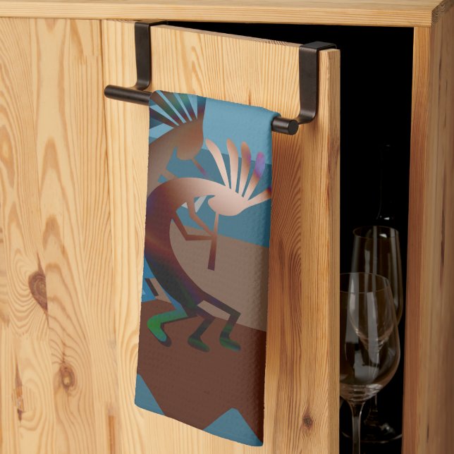 Southwest Kokopelli Music Tea Towel (Thirds Fold)