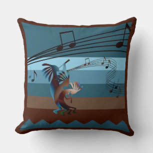 Southwest Kokopelli Music Throw Pillow