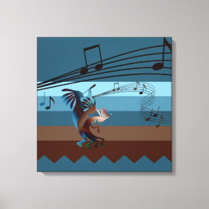 Southwest Kokopelli Music Wrapped Canvas Print