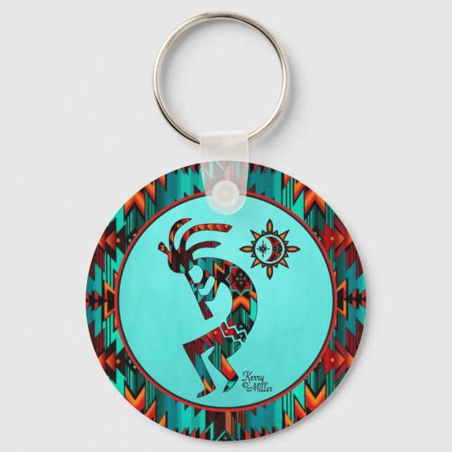 Southwest Kokopelli Playing Flute Keychain (Front)