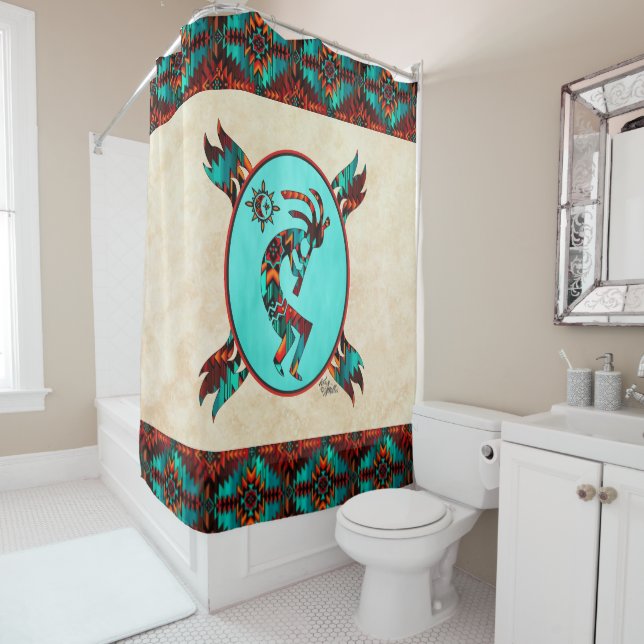 Southwest Kokopelli Shower Curtain (In Situ)