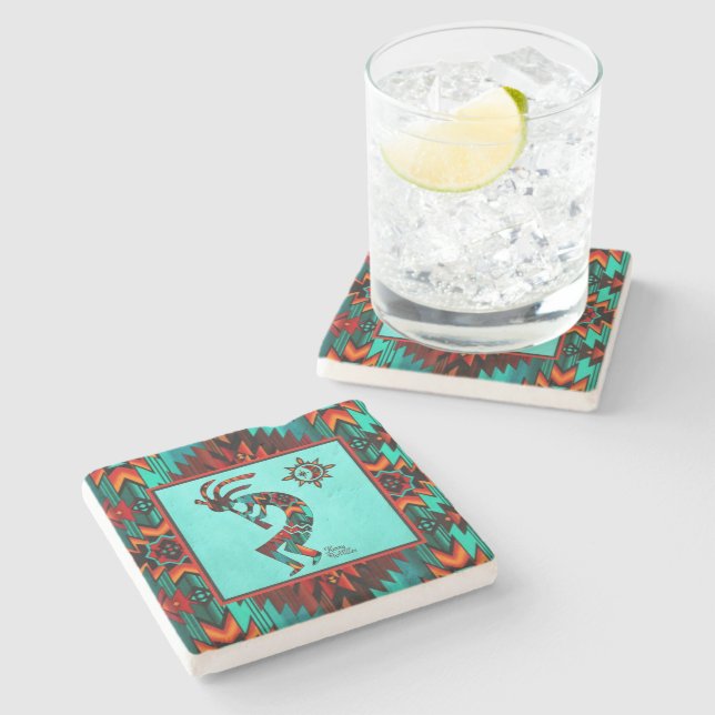 Southwest Kokopelli Stone Coaster (Side)
