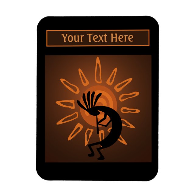 Southwest Kokopelli Sun Rustic Brown Photo Magnet (Vertical)