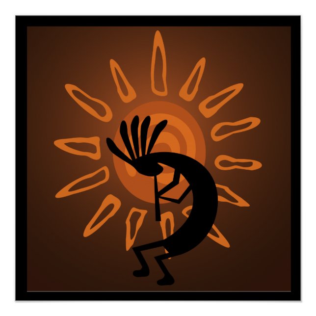 Southwest Kokopelli Sun Rustic Poster (Front)