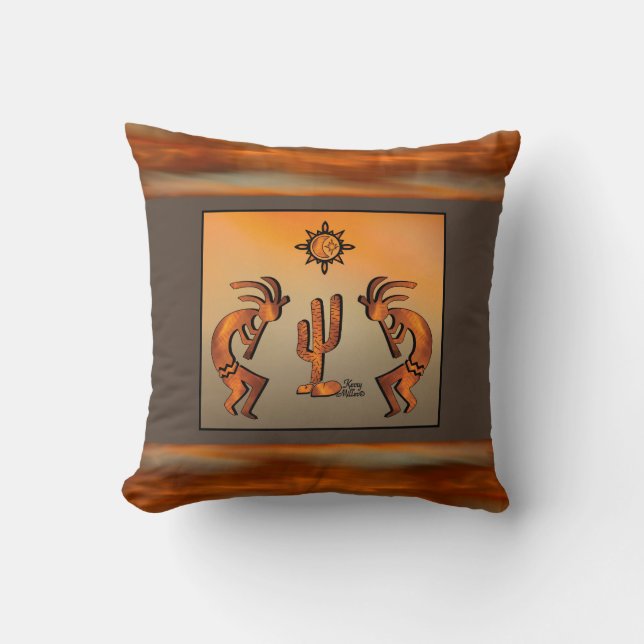 Southwest Kokopelli Throw Pillow (Front)