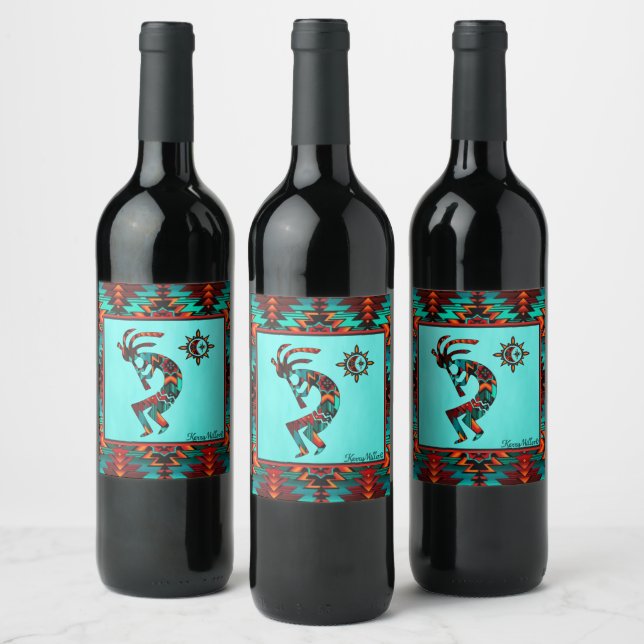 Southwest Kokopelli Wine Label (Bottles)