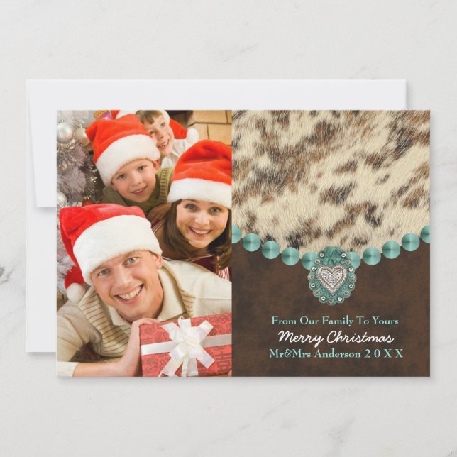 Southwest Leather Country Western Christmas Photo Holiday Card (Front)