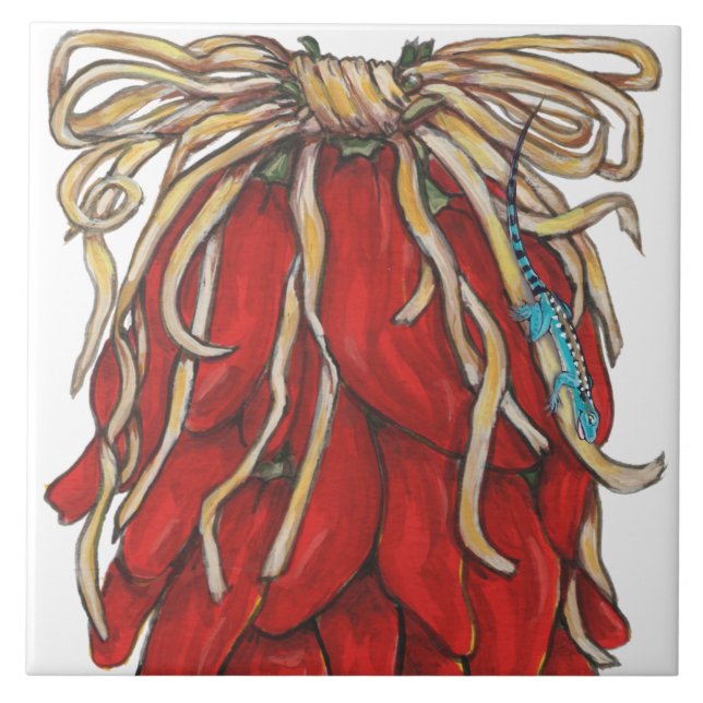 Southwest Lizard Red Chilli Pepper House # Top Tile (Front)