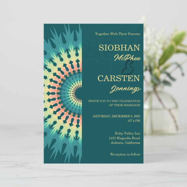 Southwest Mandala Wedding Invitation (Standing Front)