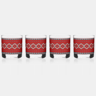 Southwest Mesas Red and Turquoise Whiskey Glass