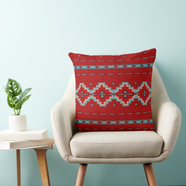 Southwest Mesas Red & Turquoise 20in Cushion (Chair)