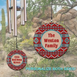 Southwest Mesas Red Turquoise Design Personalised Wind Chime