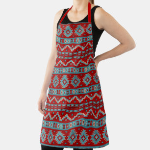 Southwest Mesas Red & Turquoise Geometric Pattern Apron