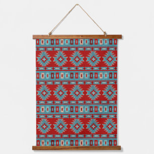 Southwest Mesas Red & Turquoise Geometric Pattern Hanging Tapestry