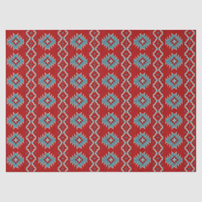 Southwest Mesas Red & Turquoise Tissue Paper (Front)