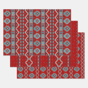 Southwest Mesas Red & Turquoise Wrapping Paper Sheet