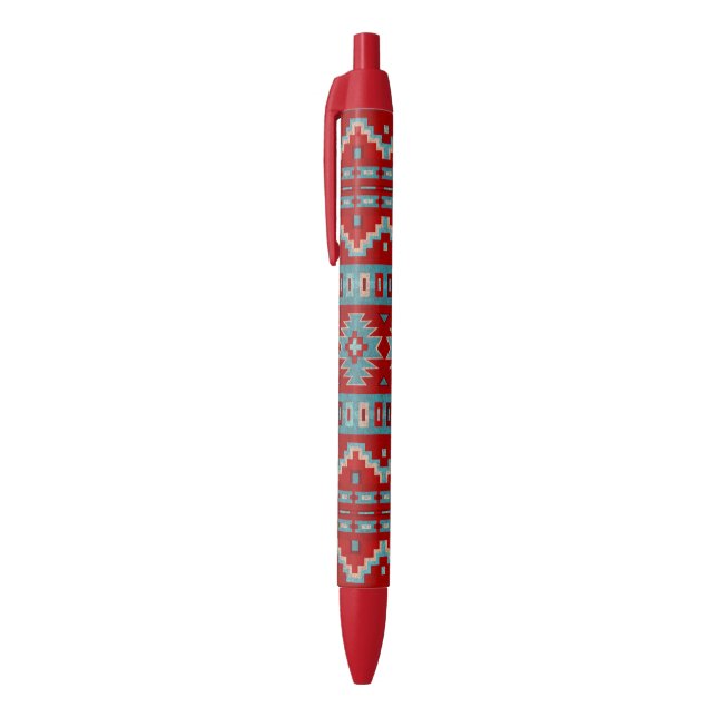 Southwest Mesas Turquoise & Red Black Ink Pen (Top (Vertical))
