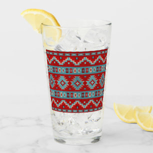Southwest Mesas Turquoise & Red Drinking Glass