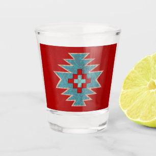 Southwest Mesas Turquoise & Red Shot Glass