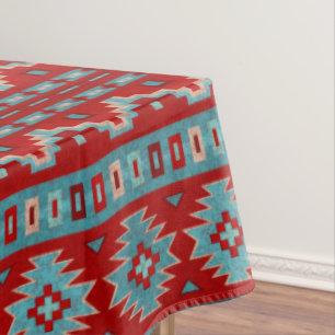 Southwest Mesas Turquoise & Red Tablecloths