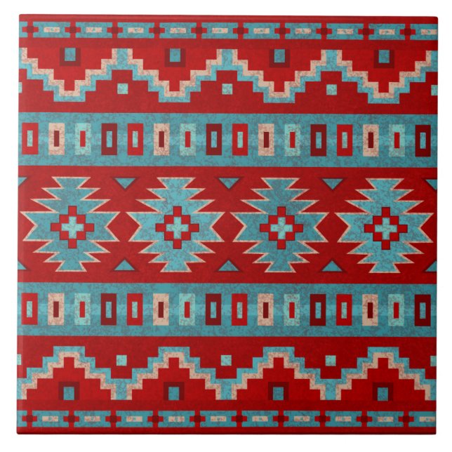 Southwest Mesas Turquoise & Red Tile (Front)