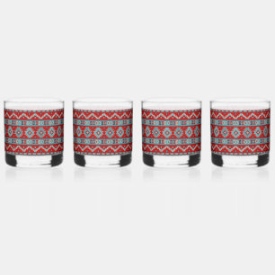 Southwest Mesas Turquoise & Red Whiskey Glass