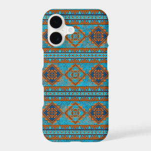 Southwest Mountain Peaks Blue Geometric Pattern