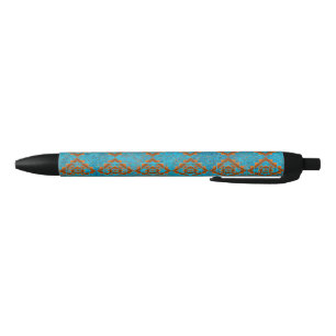 Southwest Mountain Peaks Geometric Pattern Black Ink Pen
