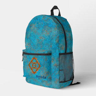 Southwest Mountain Peaks Personalised Turquoise Printed Backpack