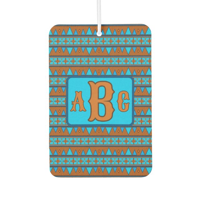 Southwest Mountain Peaks Turquoise Personalised Car Air Freshener (Front)