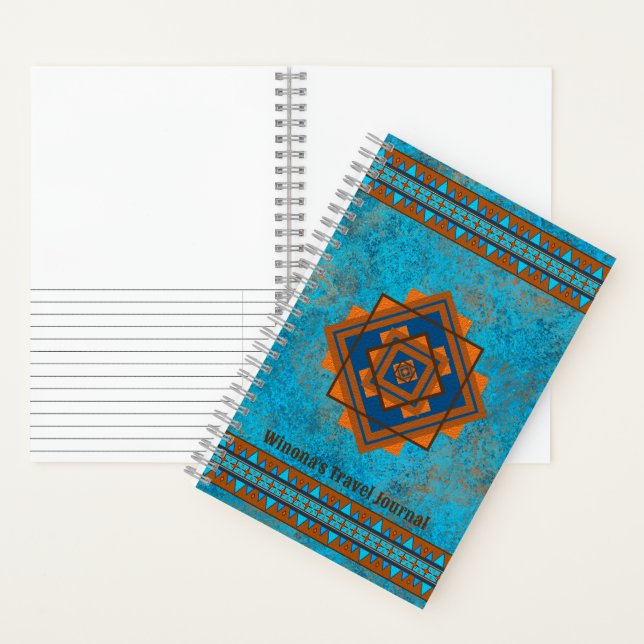 Southwest Mountain Peaks Turquoise Personalised Notebook (Inside)