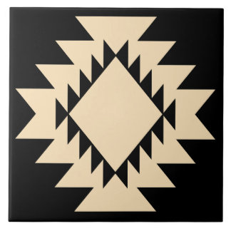 Southwest Native American Geometric Black and Tan Tile