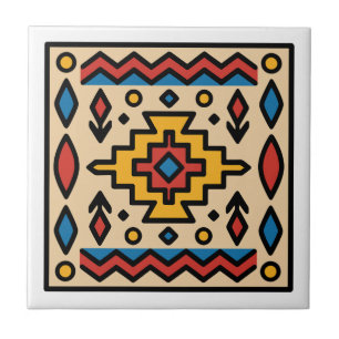 Southwest Native American Geometric Design Tile