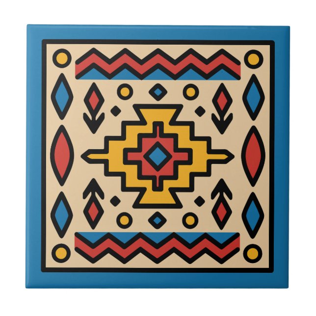 Southwest Native American Geometric Design Tile (Front)