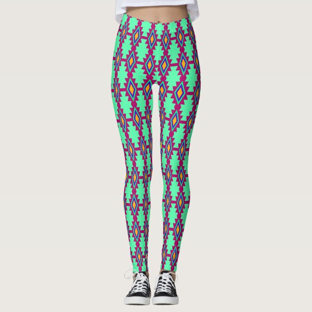 Southwest Native American Pattern Leggings (Front)