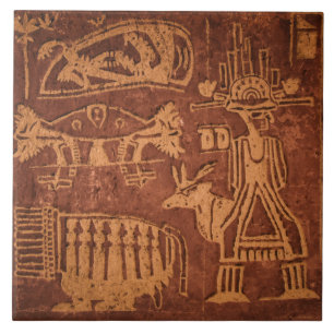 Southwest Native American Petroglyh  Tile