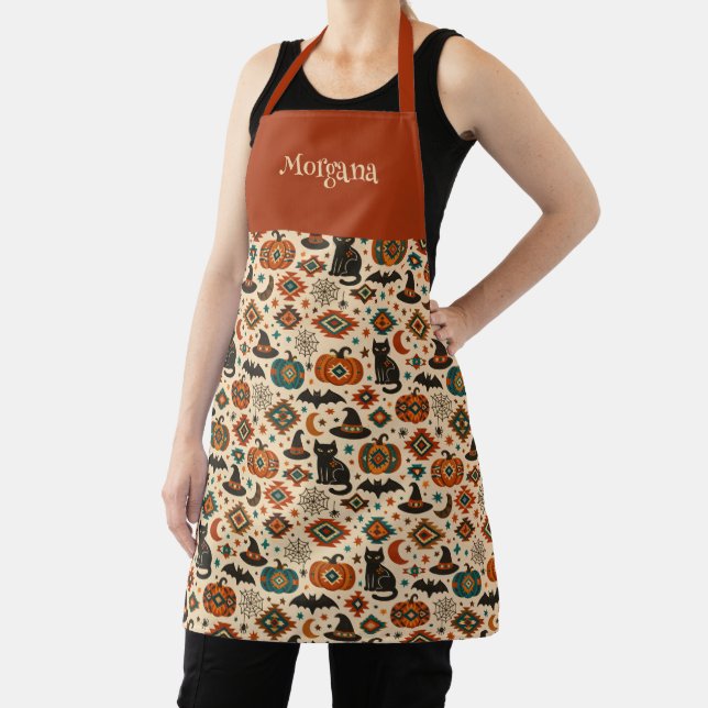 Southwest Orange Pumpkin Name Halloween  Apron (Insitu)