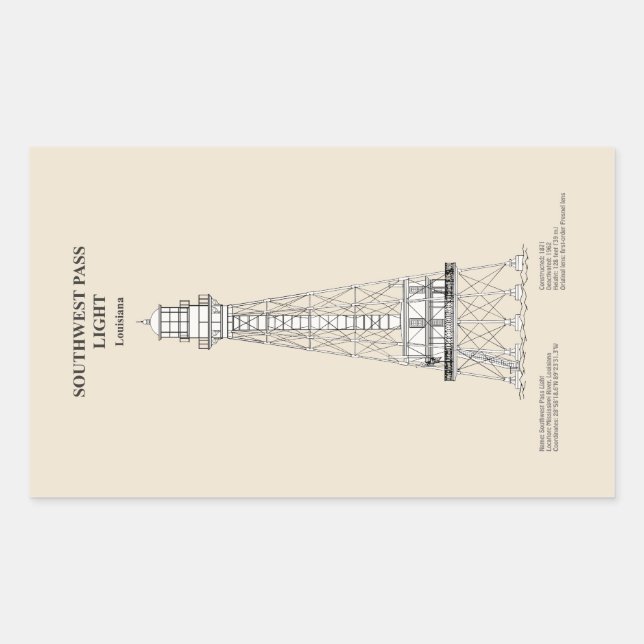 Southwest Pass Lighthouse - Louisiana - SBD Rectangular Sticker (Front)
