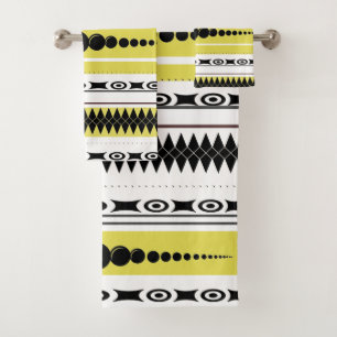 Southwest Pattern Black, Grey, Wheat, White Bath Towel Set