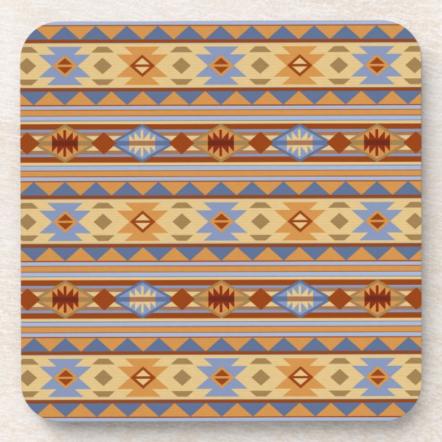 Southwest Pattern Design Rust Grey Gold Coaster (Front)