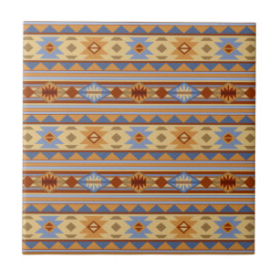 Southwest Pattern Design Rust Grey Gold Tile