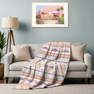 Southwest Peach Tribal Pattern Fleece Blanket