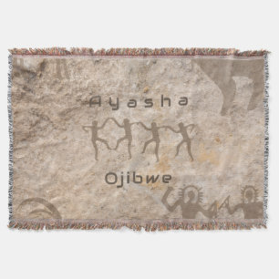 Southwest Petroglyhs Custom Tribe/Name Throw Blanket