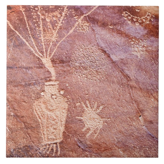 Southwest Petroglyph Ceramic Tile (Front)