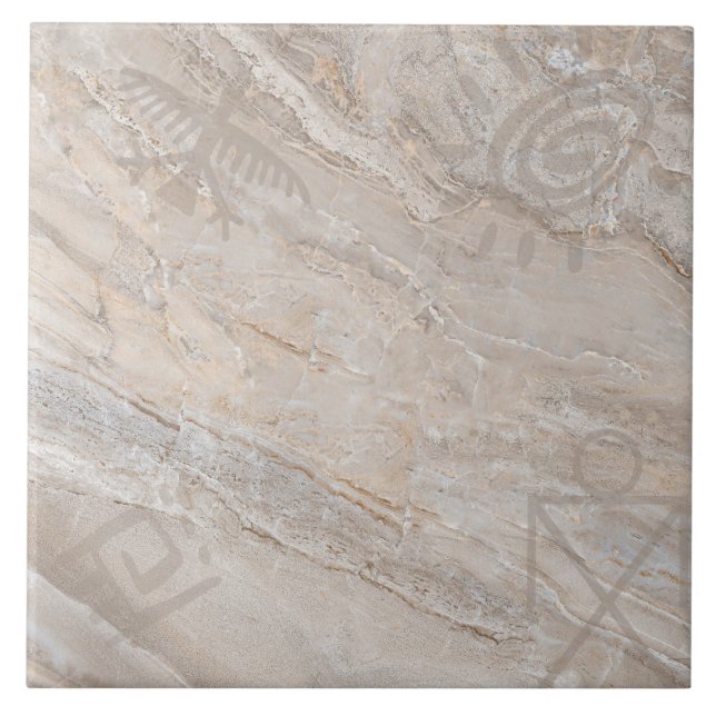 Southwest Petroglyph Native American Ceramic Tile (Front)