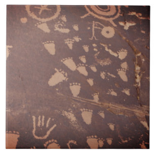 Southwest Petroglyph Native American Footprint ST Tile