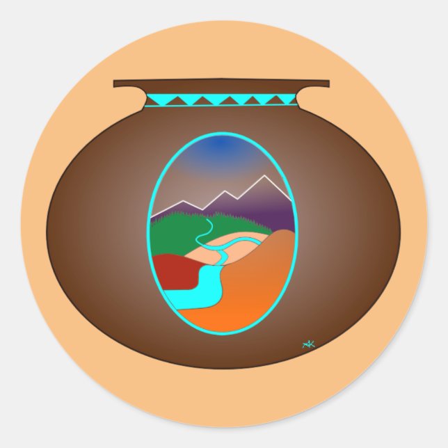 Southwest Pottery Classic Round Sticker (Front)